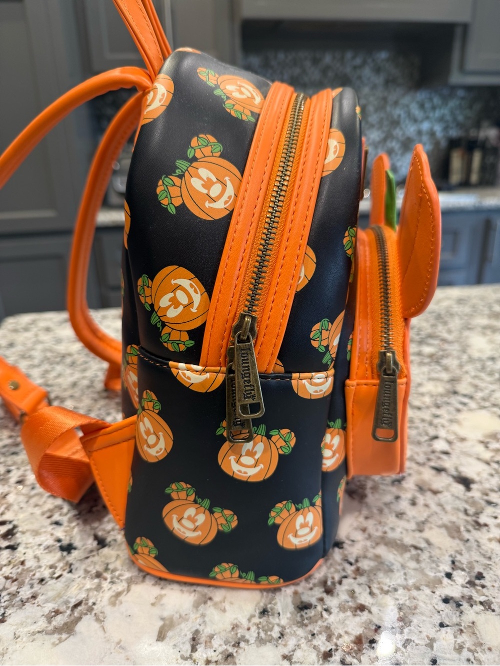 Disney Orange & Black Mickey Pumpkin Mini Backpack - Picture 4 of 7